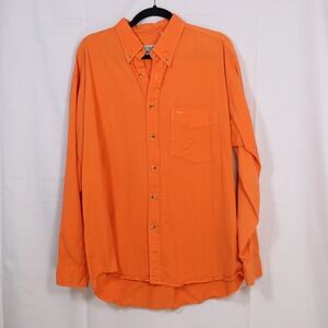 Cactus Clothing Button Down Shirt Mens Large Orange Cotton Twill Long Sleeve